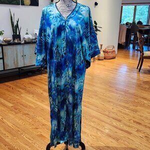 OSCAR DE LA RENTA Blue Cheeta Kaftan/Caftan Dress Robe